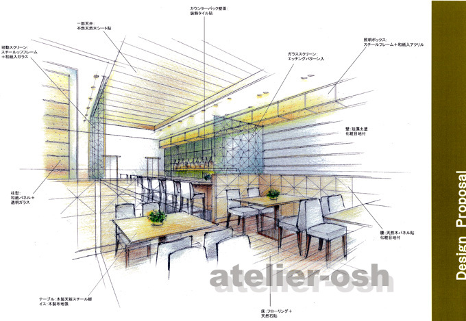 インテリアパース 水彩画 建築パースなら大阪のアトリエオッシュ 手描きの水彩画