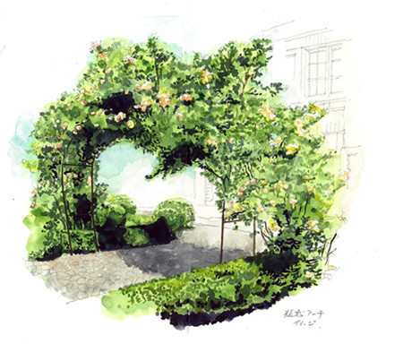 水彩画と建築パースなら大阪のオッシュデザイン・アトリエ部のブログ-造園・植栽パース